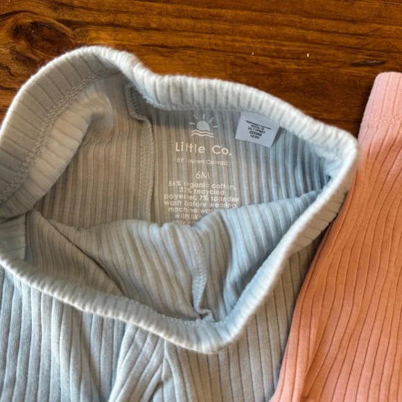 Little Co. | Ribbed Bike Shorts Set - Light Blue, Pink, Tan, Cream - Picture 4 of 5